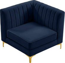 Load image into Gallery viewer, Alina Navy Velvet Corner Chair