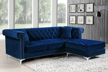 Load image into Gallery viewer, Damian Navy Velvet 2pc. Reversible Sectional