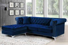 Load image into Gallery viewer, Damian Navy Velvet 2pc. Reversible Sectional