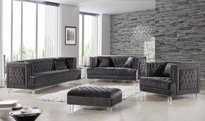 Lucas Grey Velvet Ottoman