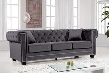 Load image into Gallery viewer, Bowery Grey Velvet Sofa