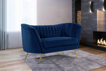 Load image into Gallery viewer, Margo Navy Velvet Loveseat