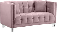 Load image into Gallery viewer, Mariel Pink Velvet Loveseat