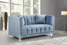 Load image into Gallery viewer, Mariel Sky Blue Velvet Loveseat