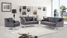Load image into Gallery viewer, Roxy Grey Velvet Chair