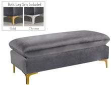 Load image into Gallery viewer, Naomi Grey Velvet Ottoman