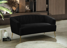 Load image into Gallery viewer, Tori Black Velvet Loveseat
