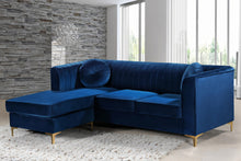 Load image into Gallery viewer, Eliana Navy Velvet 2pc. Reversible Sectional