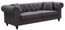 Load image into Gallery viewer, Chesterfield Grey Linen Sofa