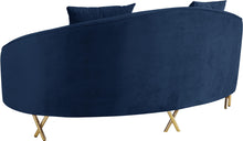 Load image into Gallery viewer, Serpentine Navy Velvet Loveseat