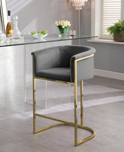 Load image into Gallery viewer, Donatella Grey Velvet Stool