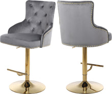Load image into Gallery viewer, Claude Grey Velvet Adjustable Stool