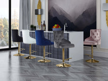 Load image into Gallery viewer, Claude Grey Velvet Adjustable Stool