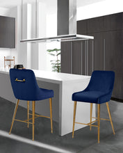Load image into Gallery viewer, Owen Navy Velvet Stool