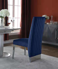 Load image into Gallery viewer, Porsha Navy Velvet Dining Chair