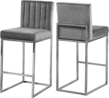 Load image into Gallery viewer, Giselle Grey Velvet Stool