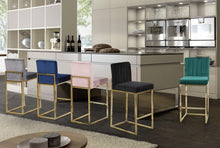 Load image into Gallery viewer, Giselle Navy Velvet Stool