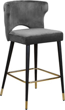 Load image into Gallery viewer, Kelly Grey Velvet Stool