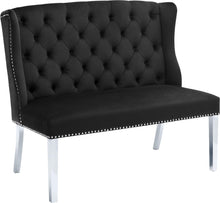 Load image into Gallery viewer, Suri Black Velvet Settee Bench