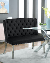 Load image into Gallery viewer, Suri Black Velvet Settee Bench
