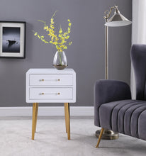 Load image into Gallery viewer, Zane White Laquer with Gold Side Table