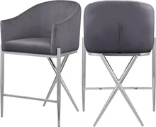 Load image into Gallery viewer, Xavier Grey Velvet Counter Stool