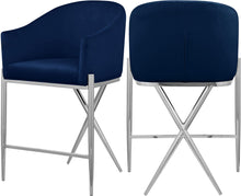 Load image into Gallery viewer, Xavier Navy Velvet Counter Stool image