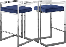 Load image into Gallery viewer, Ezra Navy Velvet Stool