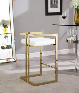 Ezra White Faux Leather Stool