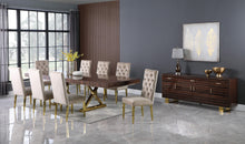 Load image into Gallery viewer, Excel Brown Zebra Wood Veneer Lacquer Extendable Dining Table (3 Boxes)