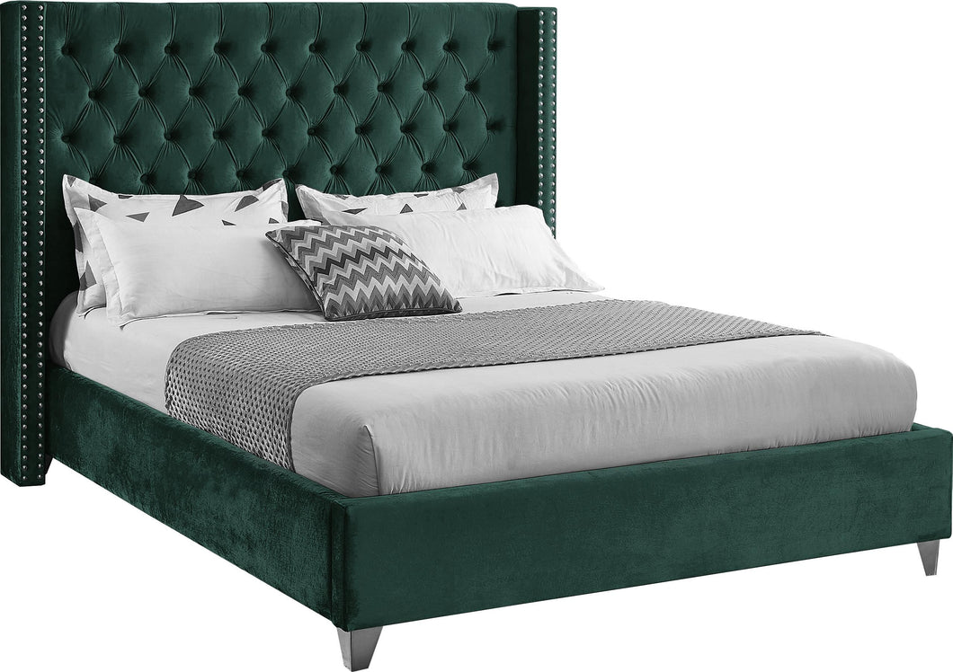 Aiden Green Velvet King Bed