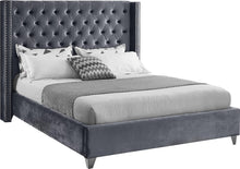 Load image into Gallery viewer, Aiden Grey Velvet Queen Bed