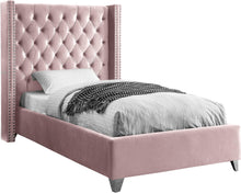Load image into Gallery viewer, Aiden Pink Velvet Twin Bed