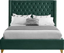 Load image into Gallery viewer, Barolo Green Velvet Queen Bed