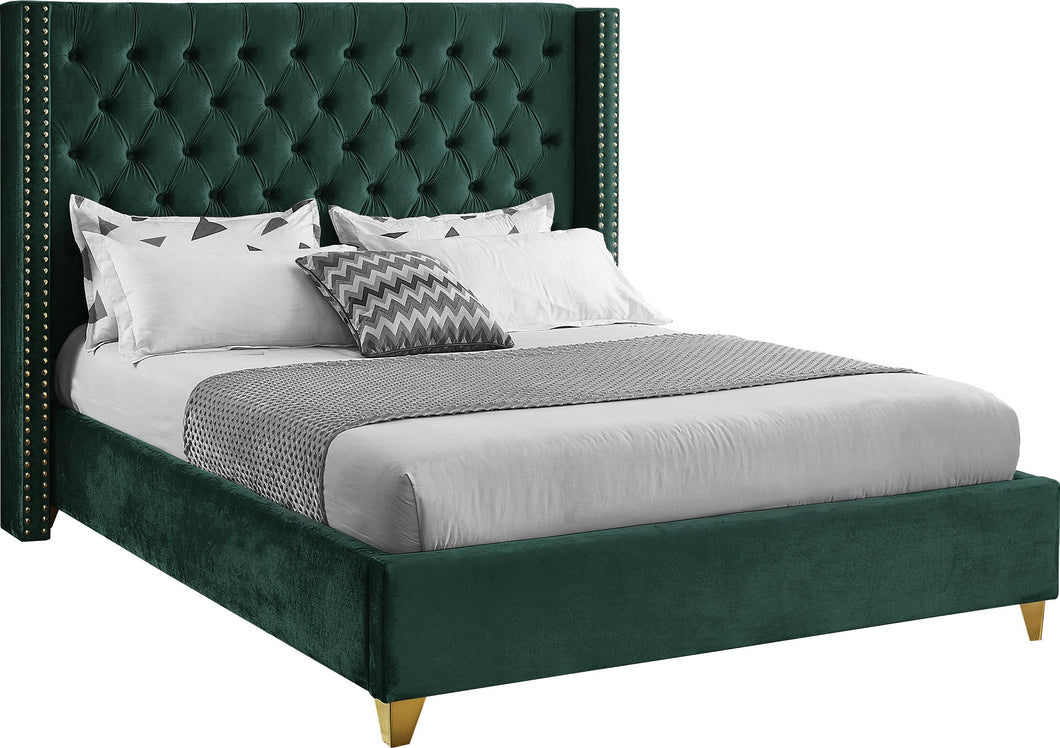 Barolo Green Velvet King Bed
