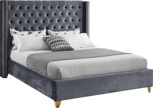 Barolo Grey Velvet Full Bed