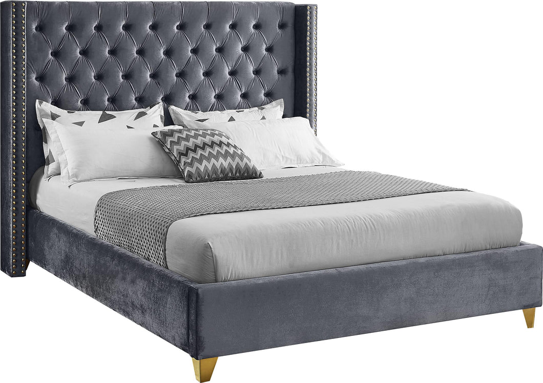 Barolo Grey Velvet Full Bed