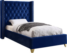 Load image into Gallery viewer, Barolo Navy Velvet Twin Bed