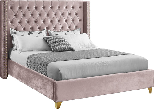 Barolo Pink Velvet King Bed