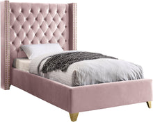 Load image into Gallery viewer, Barolo Pink Velvet Twin Bed