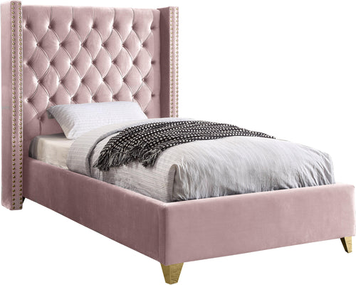 Barolo Pink Velvet Twin Bed