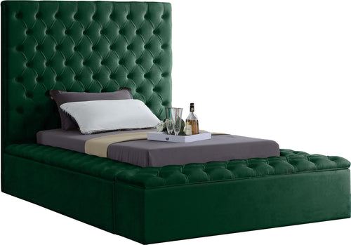 Bliss Green Velvet Twin Bed (3 Boxes)