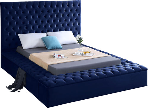 Bliss Navy Velvet King Bed (3 Boxes)