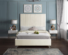 Load image into Gallery viewer, Candace Cream Velvet Queen Bed
