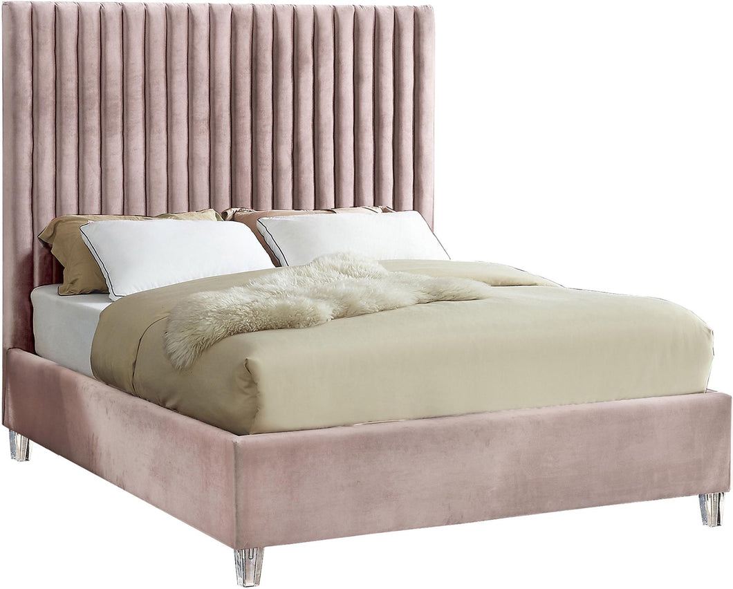 Candace Pink Velvet Full Bed