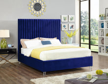 Load image into Gallery viewer, Candace Navy Velvet Queen Bed