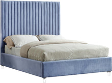 Load image into Gallery viewer, Candace Sky Blue Velvet Queen Bed