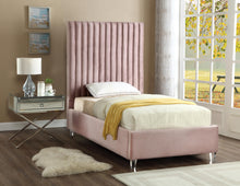 Load image into Gallery viewer, Candace Pink Velvet Twin Bed