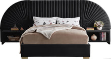 Load image into Gallery viewer, Cleo Black Velvet Queen Bed (3 Boxes)