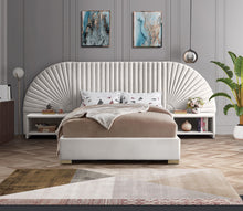 Load image into Gallery viewer, Cleo Cream Velvet King Bed (3 Boxes)